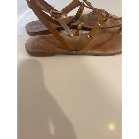 Lilly Pulitzer Tan Leather Sandals W/ Gold Stud Accents Size 7.5M - Picture 6 of 8